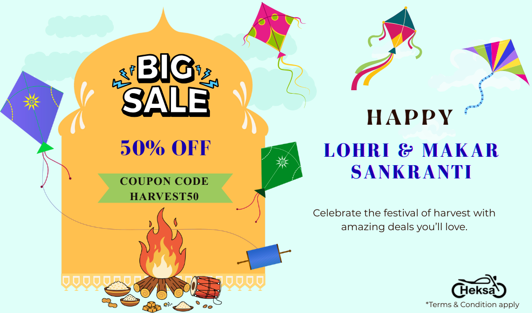 Used Bike Yellow and Blue Playful Makar Sankranti Sale Banner 1 - Winloo